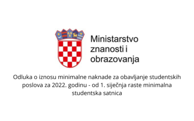 Odluka o iznosu minimalne naknade za obavljanje studentskih poslova za 2022. godinu – od 1. siječnja raste minimalna studentska satnica