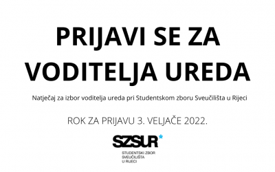 Objavljen Natječaj za izbor voditelja ureda pri Studentskom zboru Sveučilišta u Rijeci