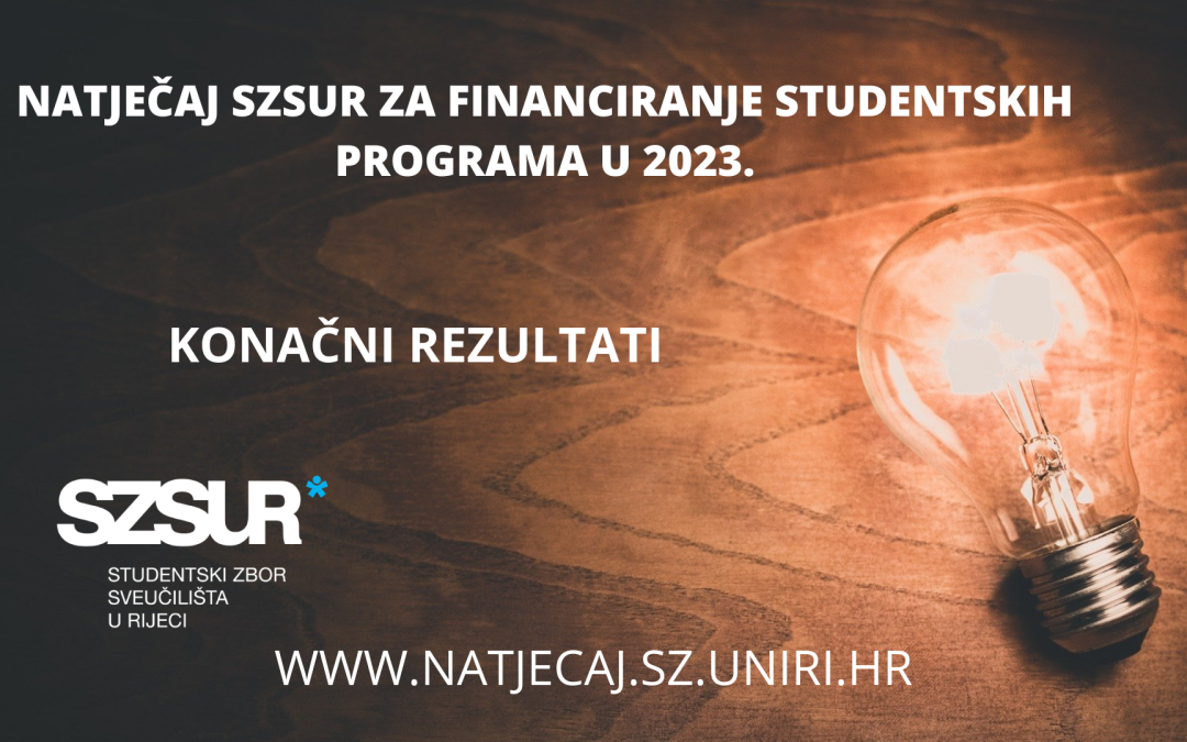 Konačni rezultati – Natječaj SZSUR za financiranje studentskih programa u 2023. godini