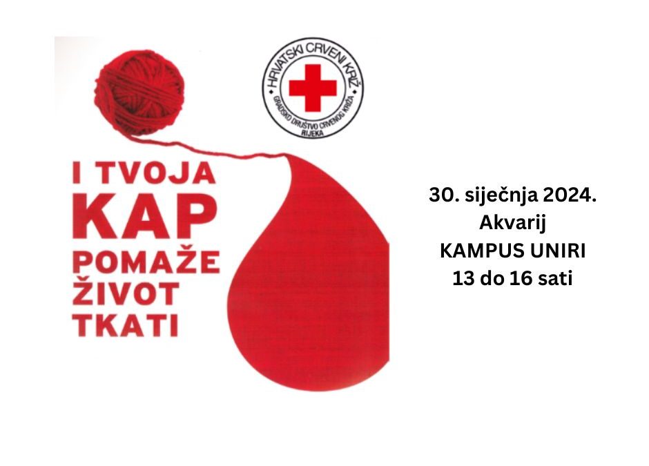 Poziv – darivanje krvi – utorak 30. siječnja 2024. – Akvarij – od 13 do 16 sati